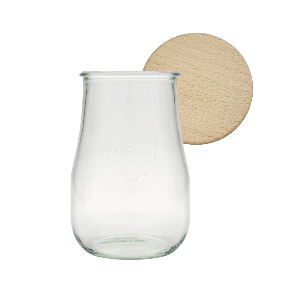 Słoik Weck 1750ml 1,75l butelka TULIP żaroodporny drewniane wieko 1szt weki