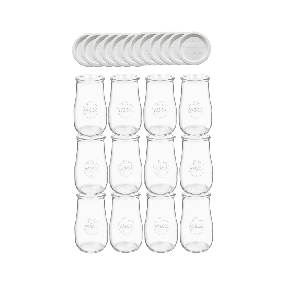 Słoiki Weck 2700ml 2,7l wazon TULIP weki plastikowe wieka 12szt słoje słoik