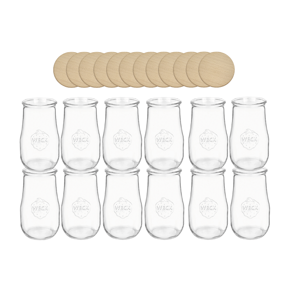 Słoiki Weck 2,7l wazon TULIP żaroodporne drewniane wieka 12szt SOLIDNE 2700