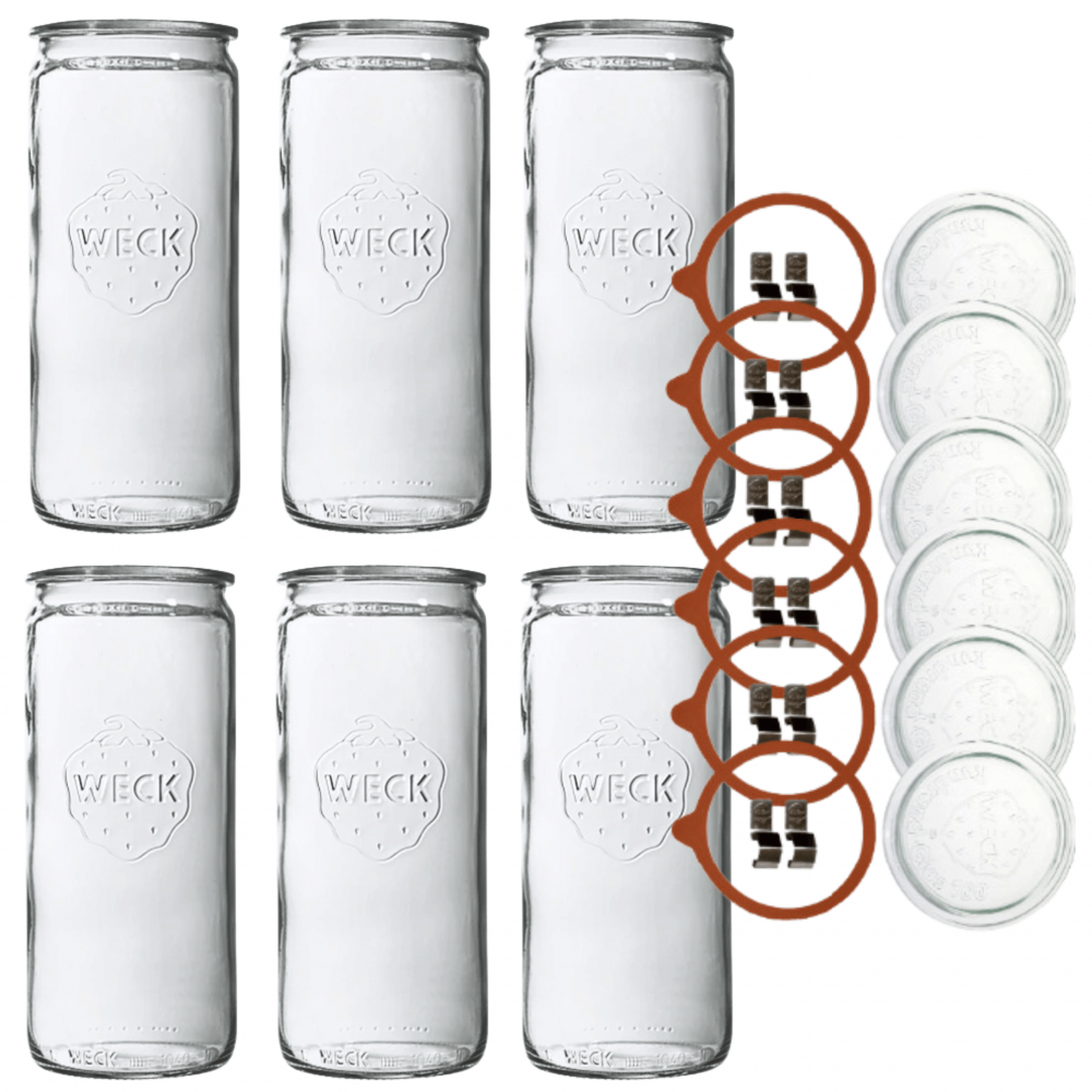 Słoiki Weck 1575 1,575l wazon MOLD weki wek zapinki wieko gumka 6szt CYLINDER