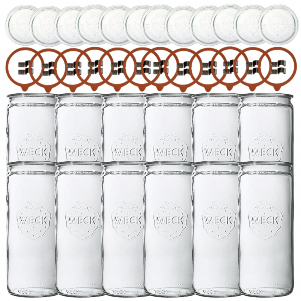 Słoiki Weck 1575ml 1,575l MOLD żaroodporne zapinki wieko gumka 12szt CYLINDER