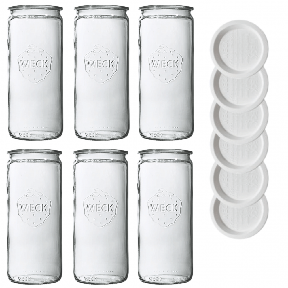 Słoiki Weck 1575ml 1,575l wazon MOLD weki plastikowe wieka 6szt CYLINDER weki