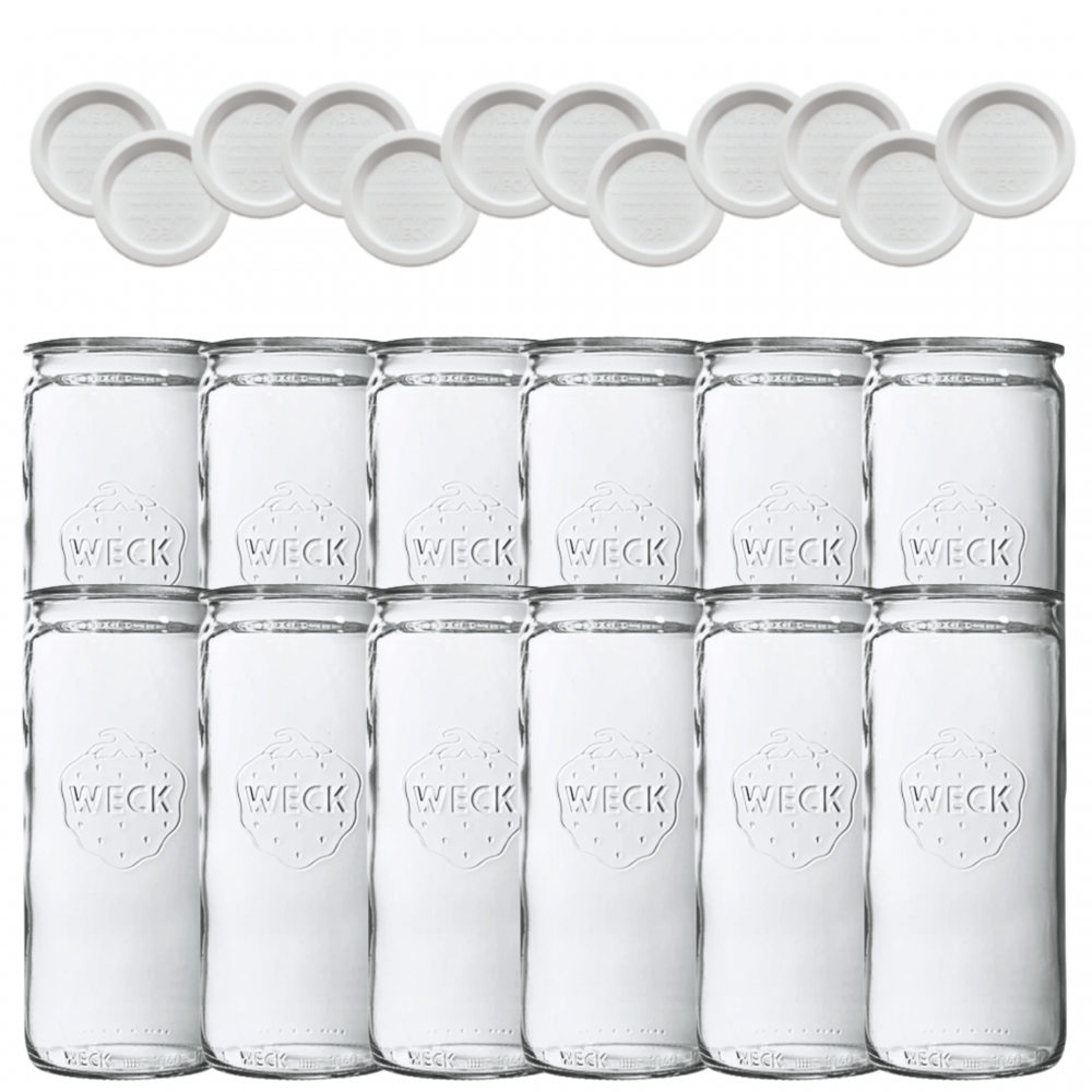 Słoiki Weck 1575ml 1,575l wazon MOLD weki plastikowe wieka 12szt CYLINDER wek