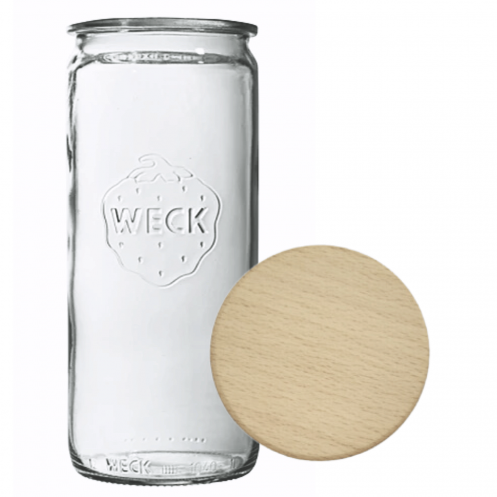 Słoik Weck 1575 1,575l butelka MOLD żaroodporny drewniane wieko 1szt CYLINDER