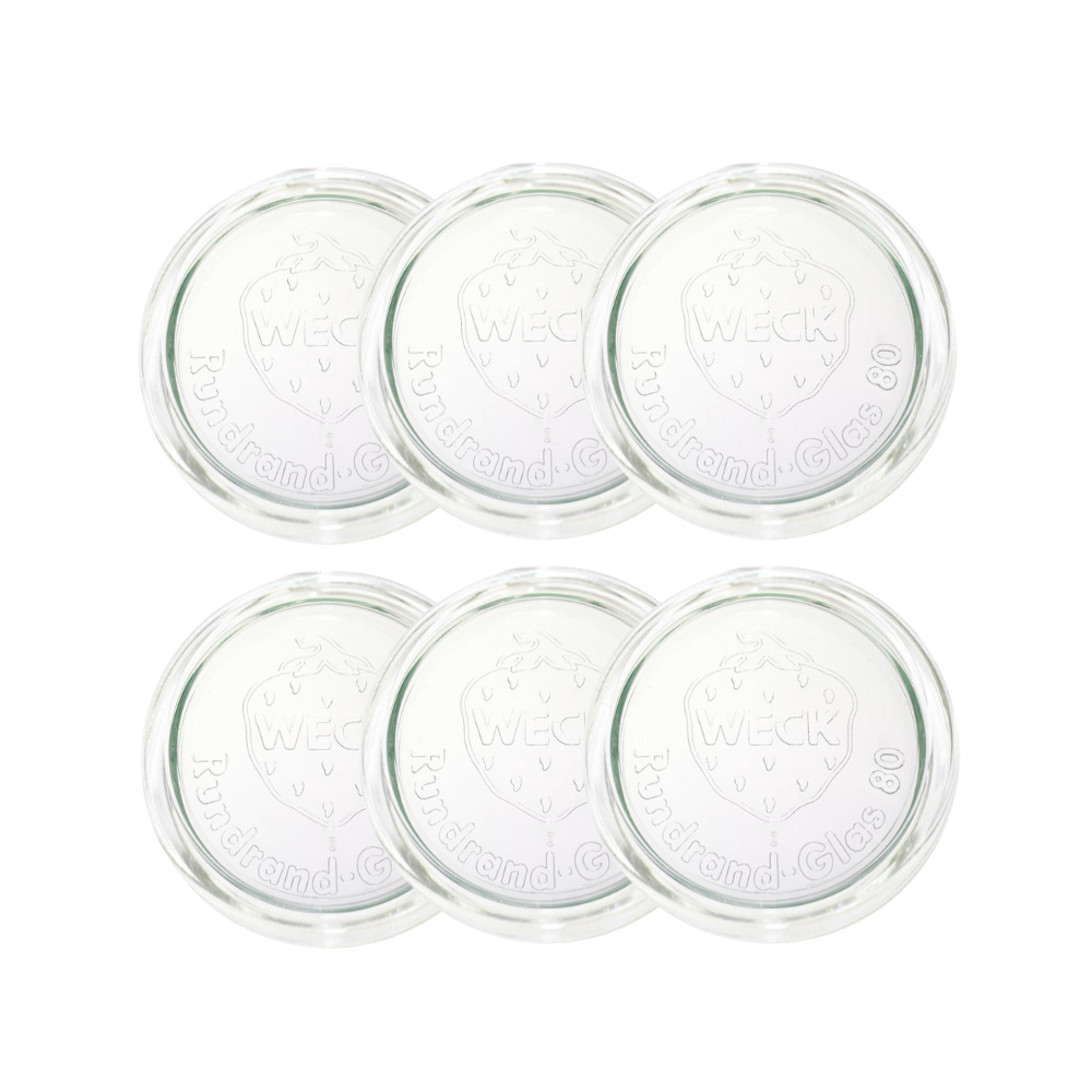 Szklane wieka do słoika słoików WECK szklane wieczka 6 szt 80mm pokrywka
