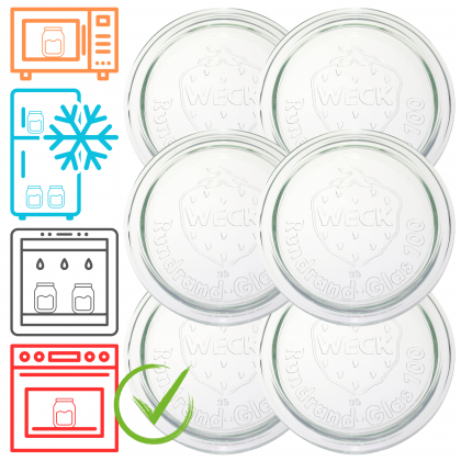 Szklane wieka do słoika słoików WECK szklane wieczka 6 szt 100mm pokrywka