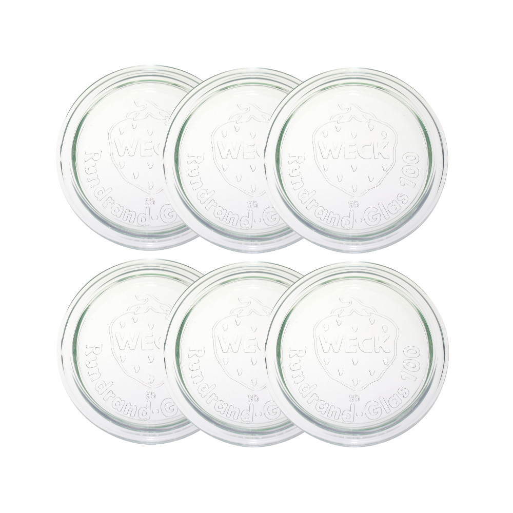 Szklane wieka do słoika słoików WECK szklane wieczka 6 szt 100mm pokrywka