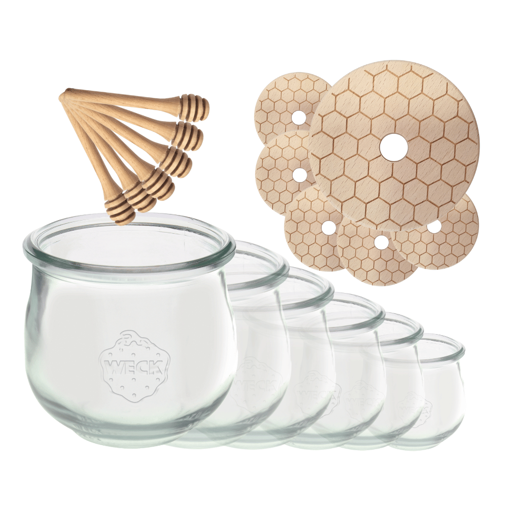 Słoiki na miód słoiki do miodu z nabierakiem WECK 370ml dozownik  W3 6szt
