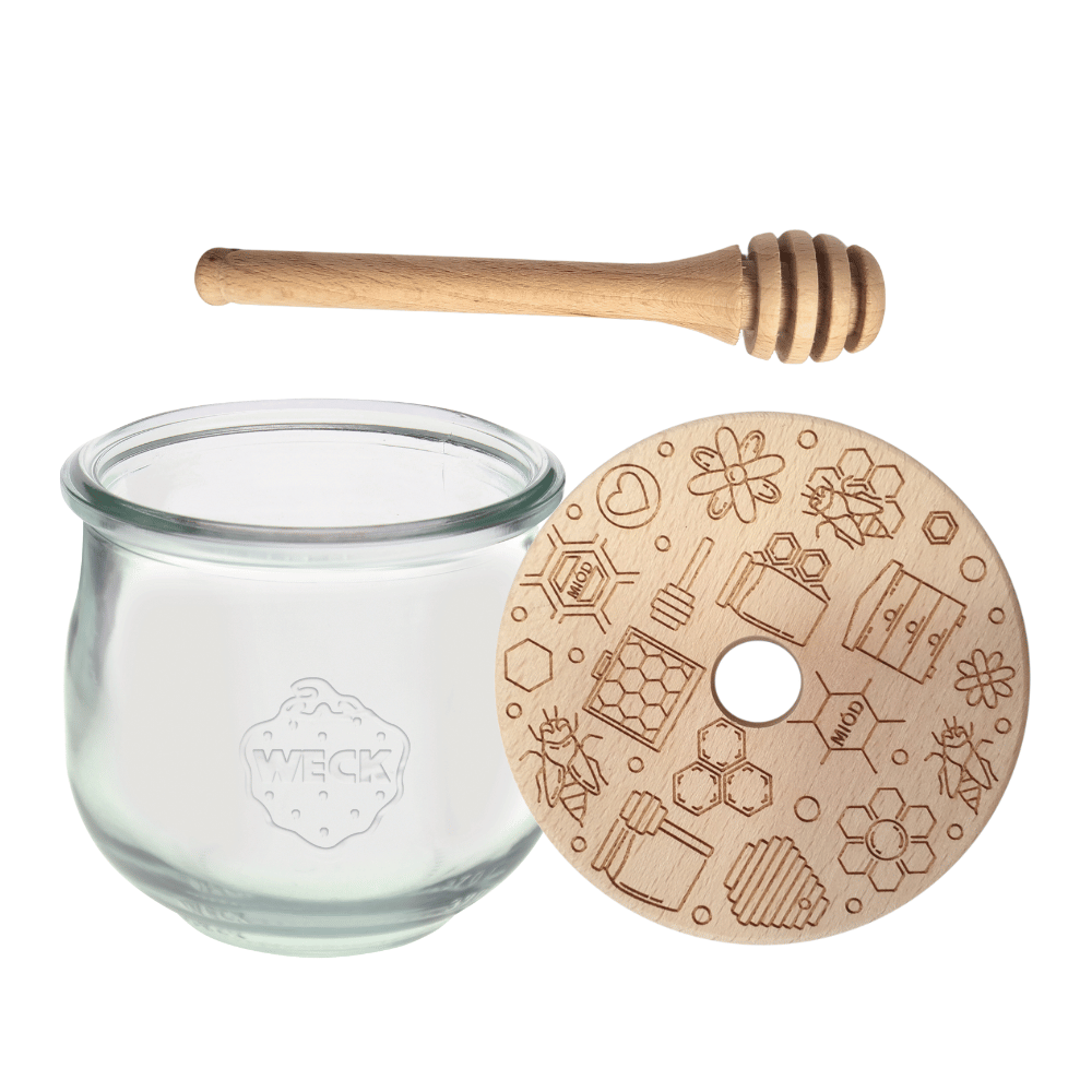 Słoik na miód słoik do miodu z nabierakiem WECK 370ml dozownik miodu W4 eko