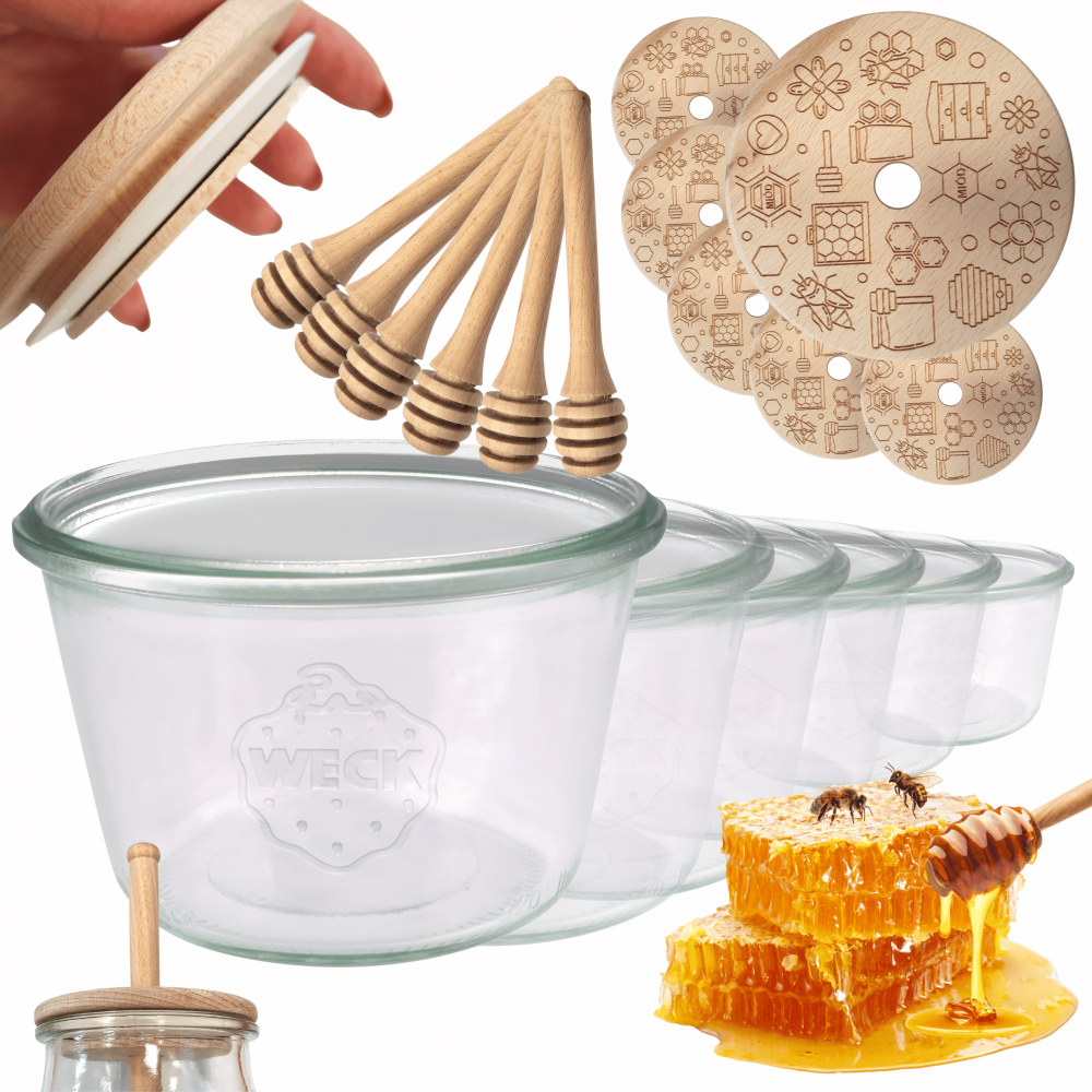 Słoiki na miód słoiki do miodu z nabierakiem WECK 370ml dozownik  W4 6szt