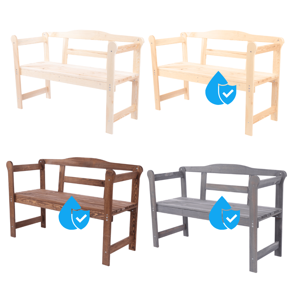 Ławka ogrodowa drewniana z pokrowcem ZIELONYM dwuosobowa SOLIDNA EKO