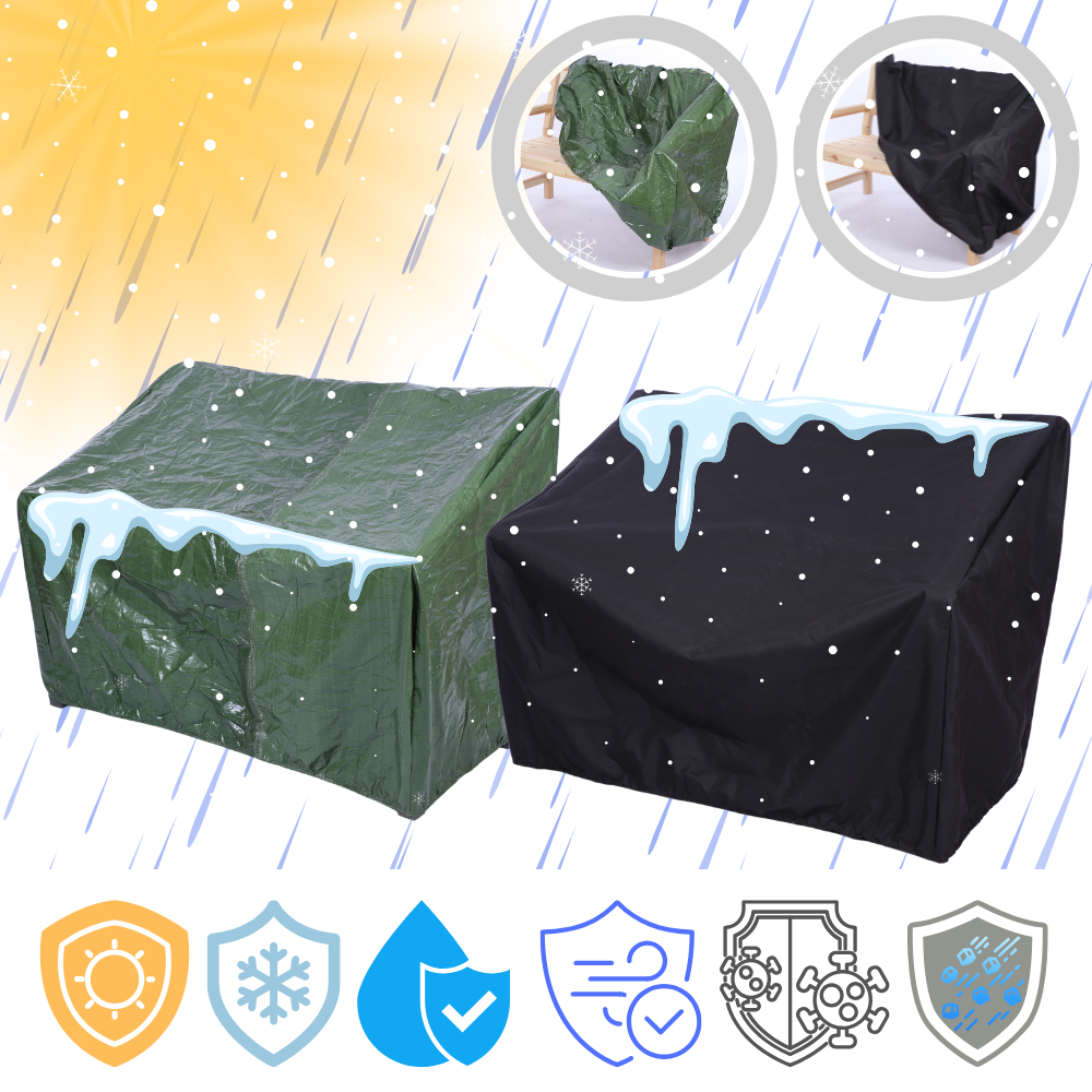 Pokrowiec ochronny na ławeczkę ławkę CZARNY WODOODPORNY z gumką 90x117x70