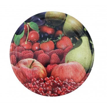 Słoiki bezbarwne 346 ml · Pokrywki (⌀82) - mix grafik owocowych · 6 sztuk
