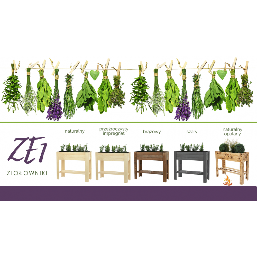 Ziołownik zielnik na nogach donica grządka warzywnik 80x34cm IMPREGNAT eko
