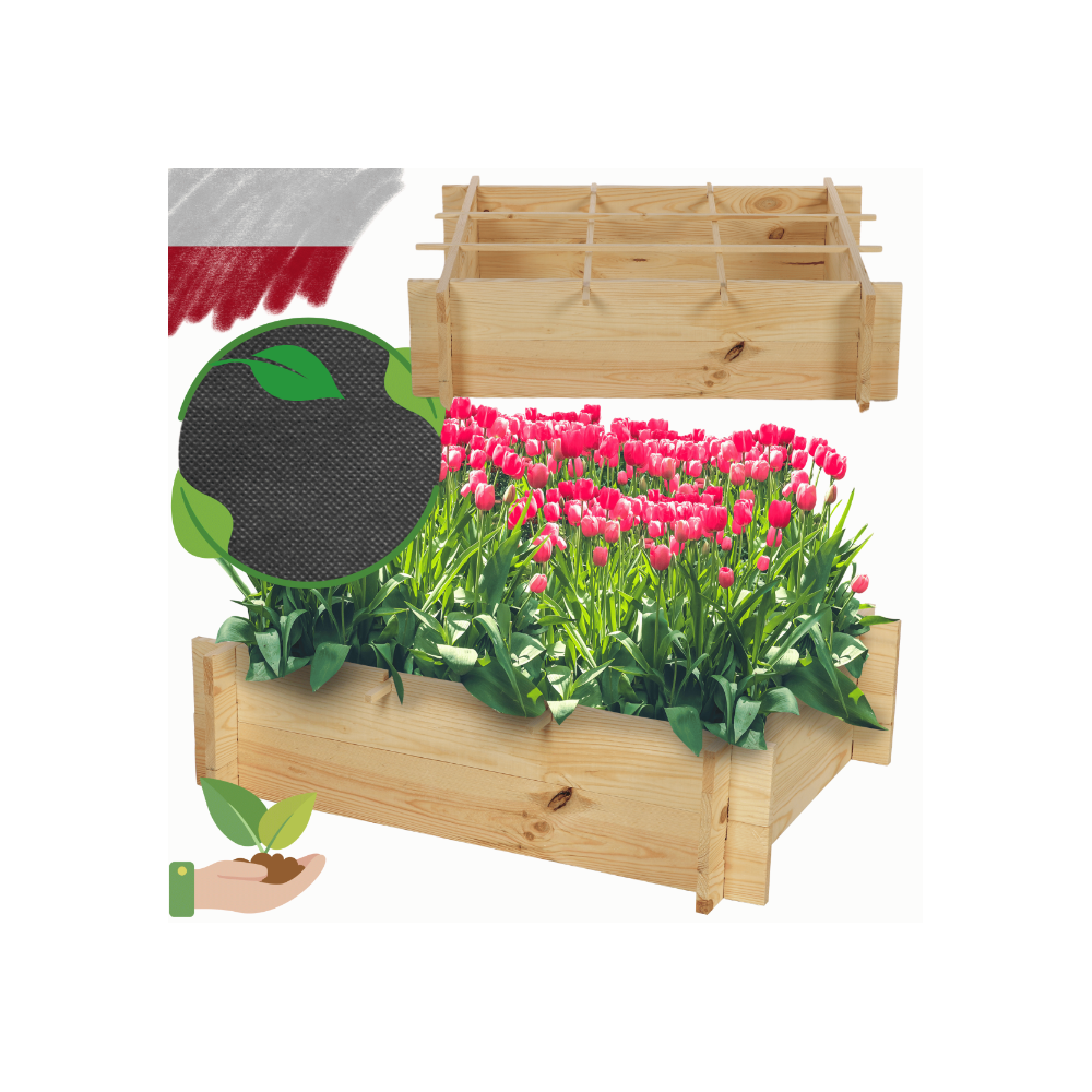 Skrzynia na warzywa zioła grządka podwyższona donica zielnik 80x60cm ECO