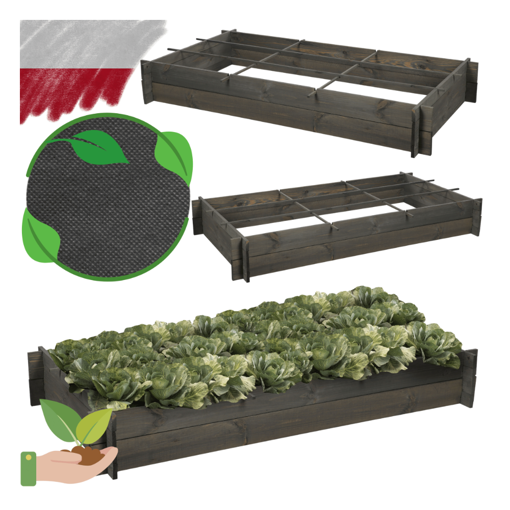 Skrzynia na warzywa zioła grządka podwyższona donica inspekt 150x80cm ECO