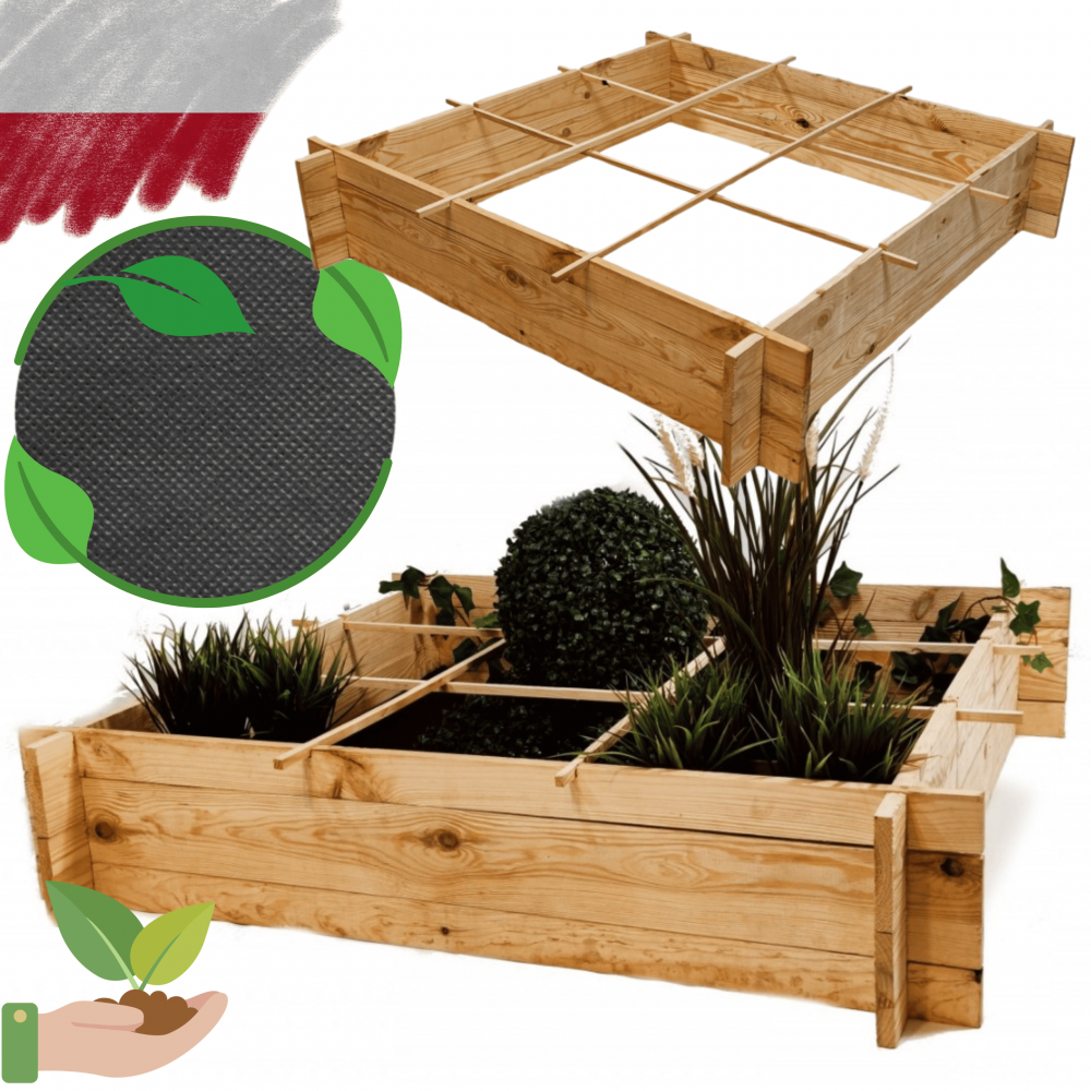 Skrzynia na warzywa zioła grządka podwyższona donica zielnik 100x100cm ECO