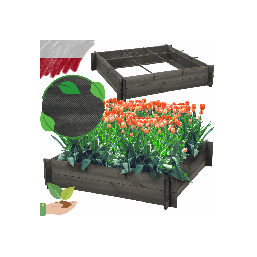 Skrzynia na warzywa zioła grządka podwyższona donica zielnik 100x100cm ECO