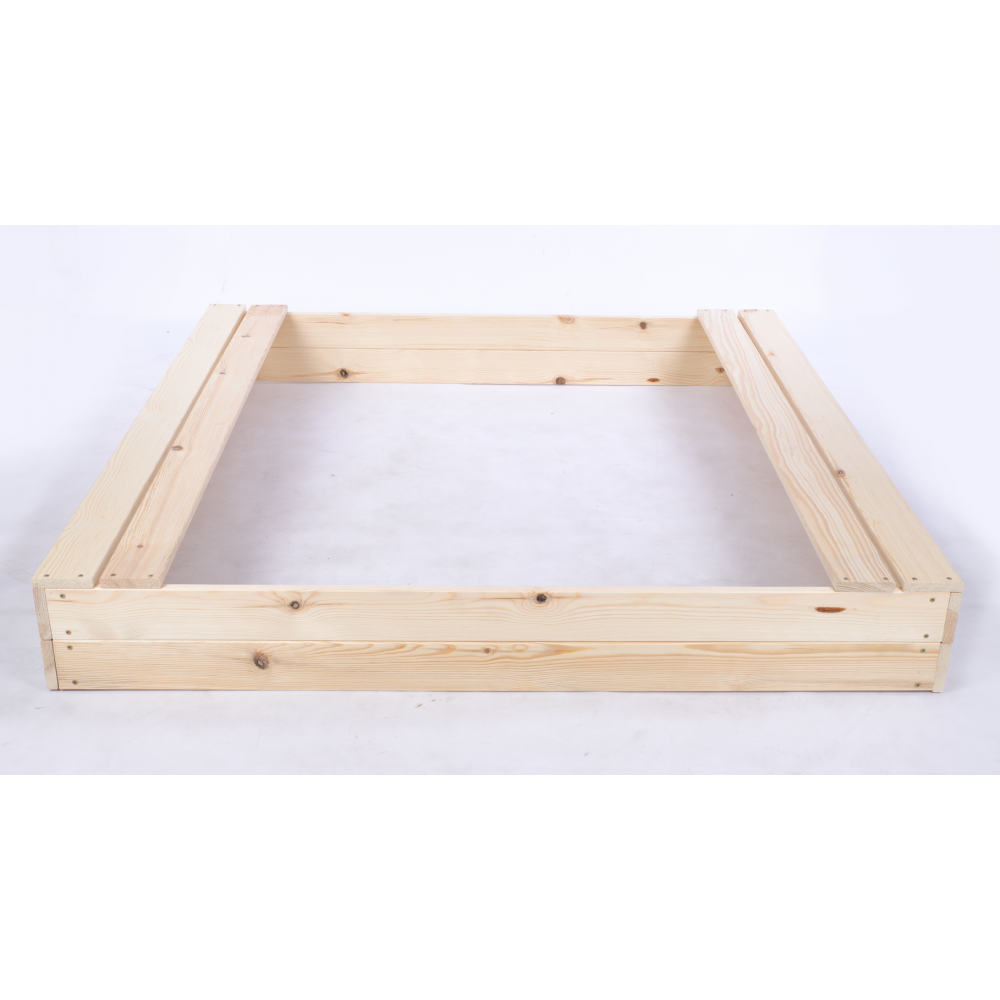 Piaskownica drewniana 140x140 z ławeczkami AGROWŁÓKNINA eko drewno