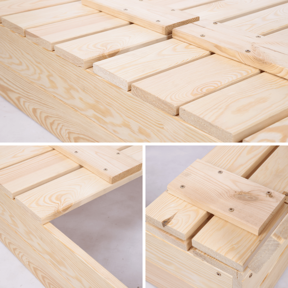 Piaskownica drewniana 140x140 z ławeczkami AGROWŁÓKNINA eko drewno