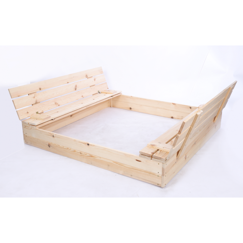 Piaskownica impregnowana 140x140 z ławeczkami AGROWŁÓKNINA Z POKRYWĄ EKO