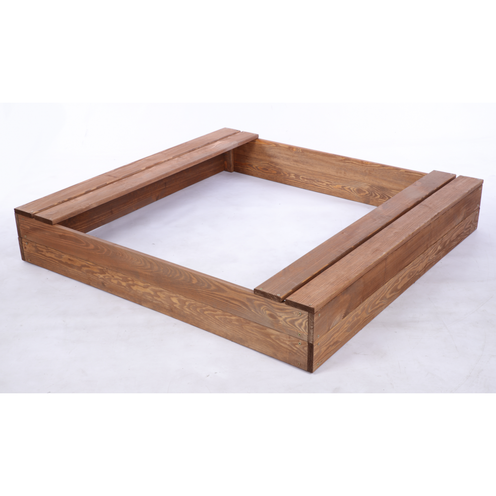 Piaskownica impregnowana 120x120 z ławeczkami AGROWŁÓKNINA eko drewno