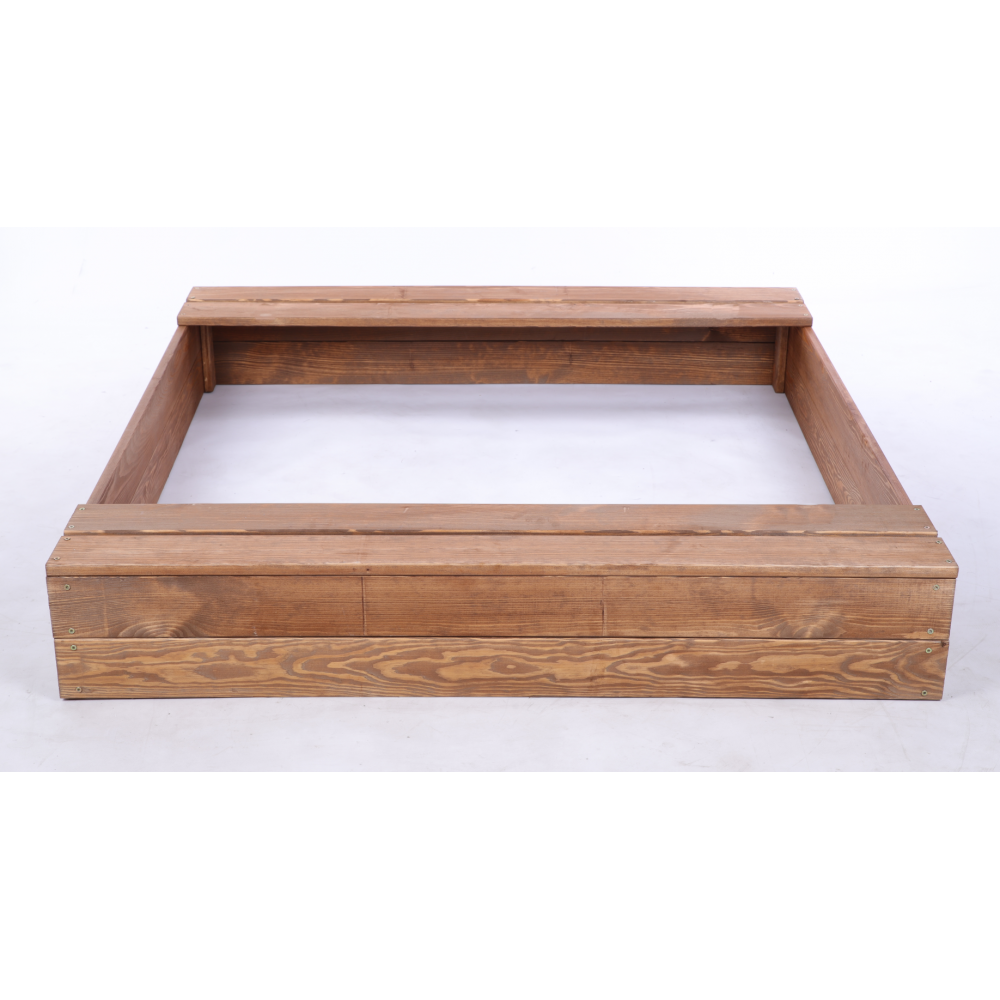 Piaskownica impregnowana 120x120 z ławeczkami AGROWŁÓKNINA eko drewno