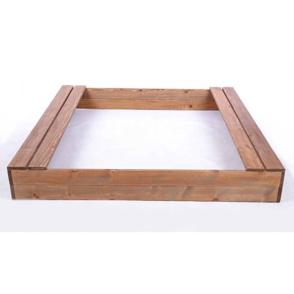 Piaskownica impregnowana 140x140 z ławeczkami AGROWŁÓKNINA eko drewno