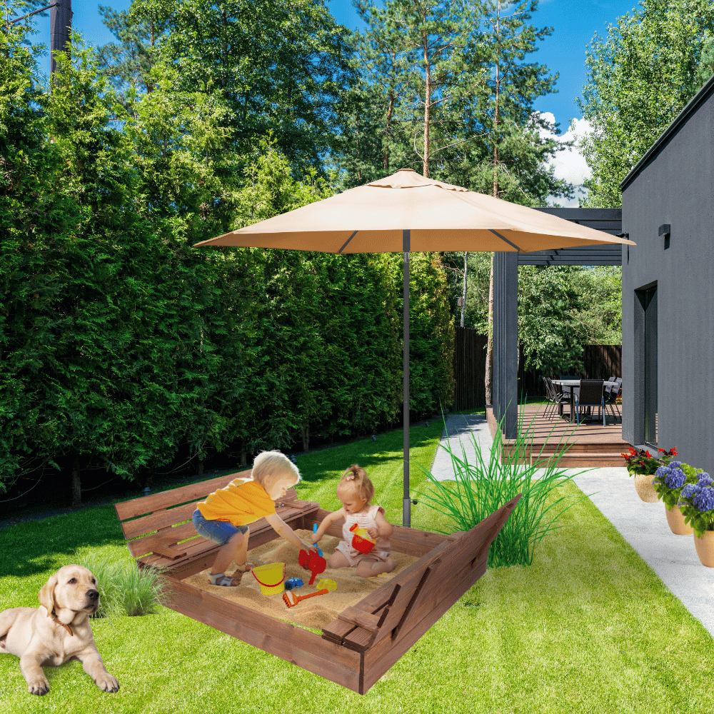 Piaskownica ZAMYKANA impregnowana 140x140 z ławeczkami AGROWŁÓKNINA EKO