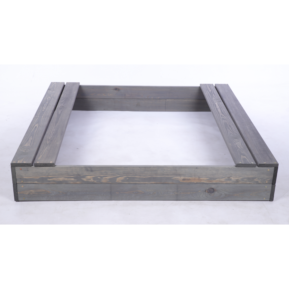 Piaskownica impregnowana 120x120 z ławeczkami AGROWŁÓKNINA eko drewno