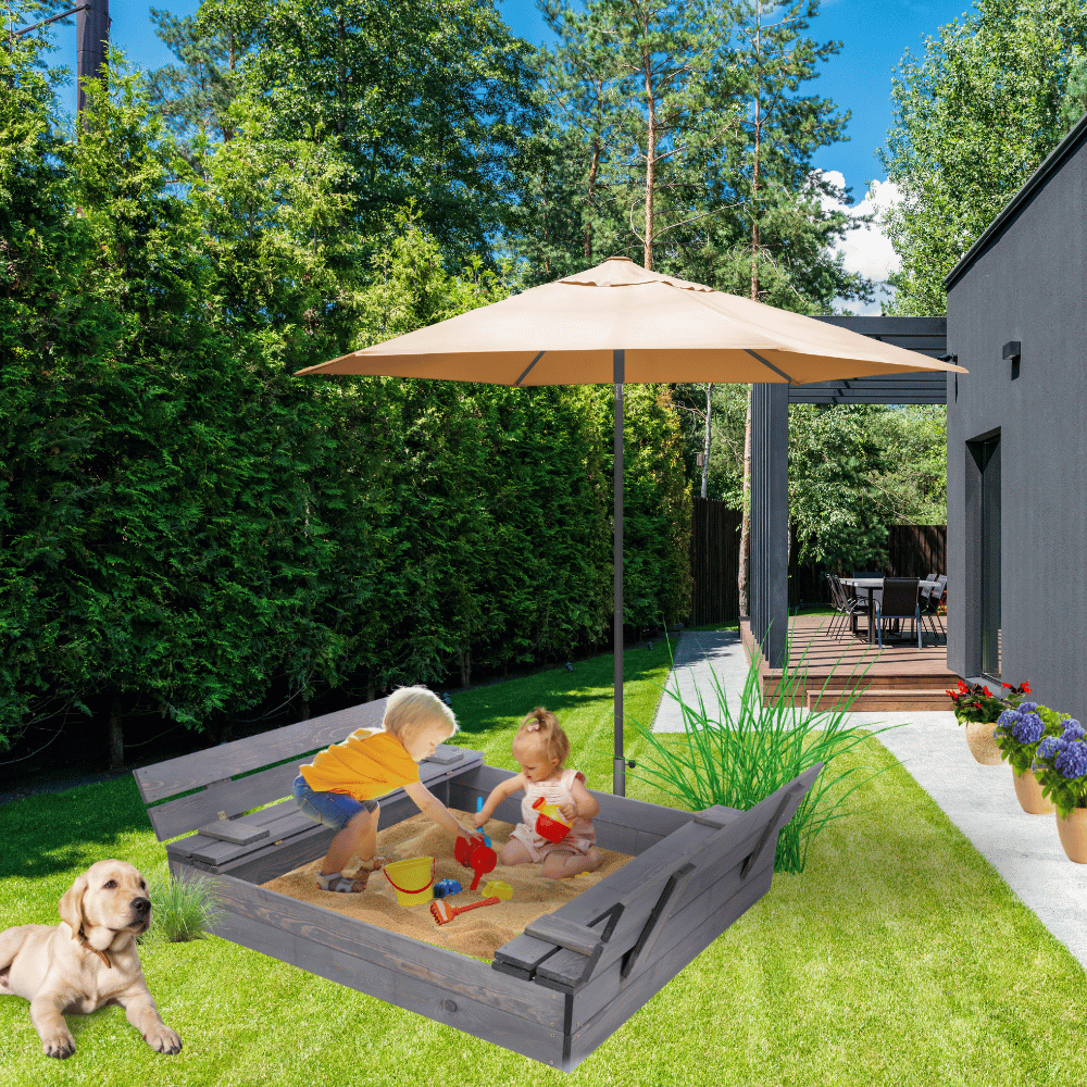 Piaskownica Z POKRYWĄ 120x120 z ławeczkami AGROWŁÓKNINA IMPREGNOWANA EKO