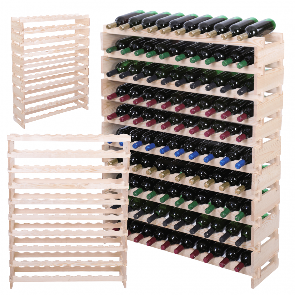 Stojak na wino regał modułowy na butelki 10x10 but DUŻY MONTAŻ BEZ NARZĘDZI