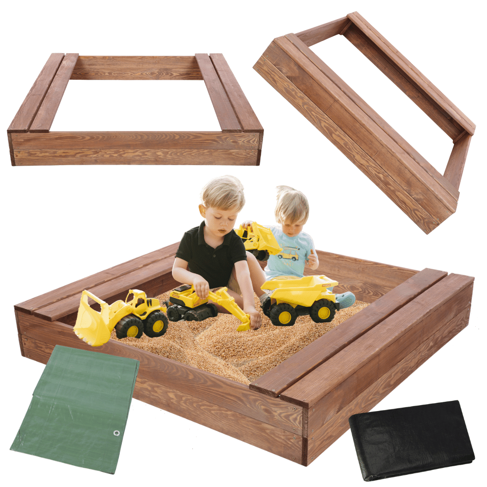 Piaskownica impregnowana 120x120 z ławeczkami AGRO PLANDEKA eko drewno