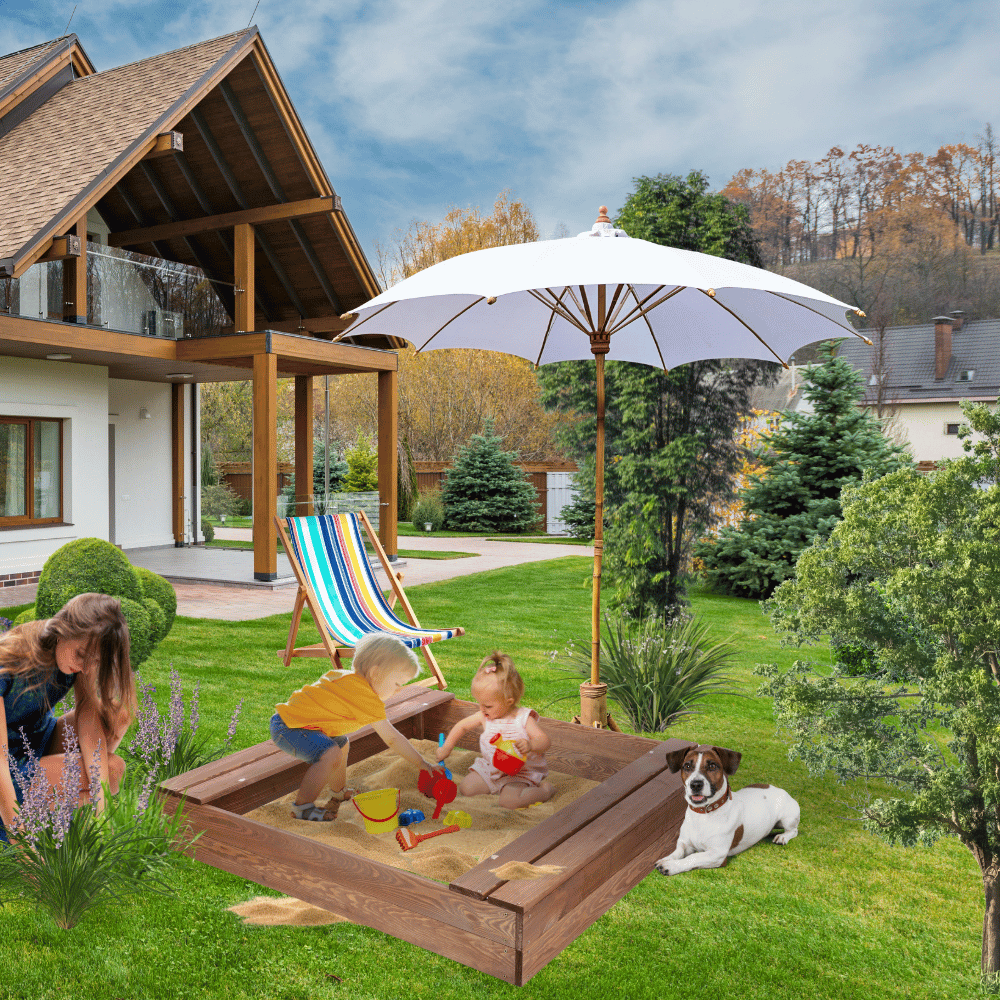 Piaskownica impregnowana 120x120 z ławeczkami AGRO PLANDEKA eko drewno