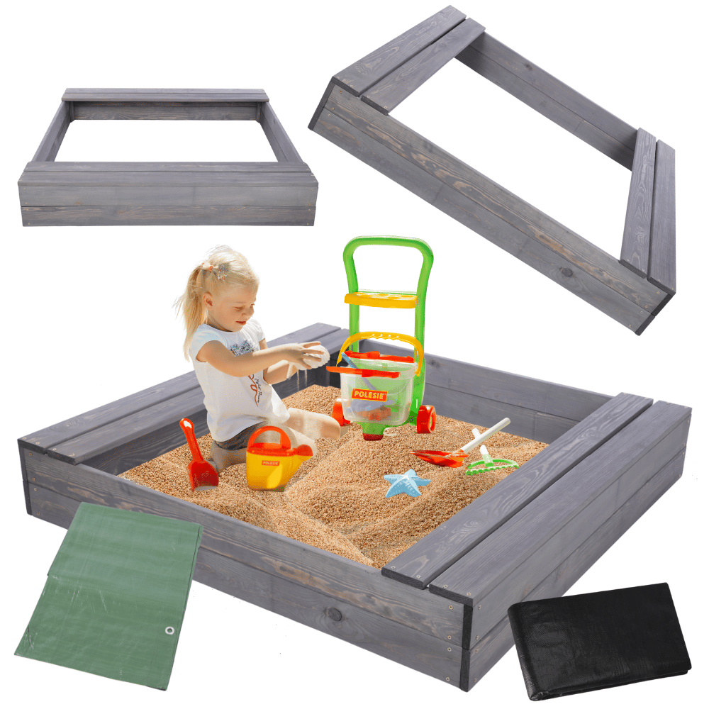 Piaskownica impregnowana 120x120 z ławeczkami AGRO PLANDEKA eko drewno