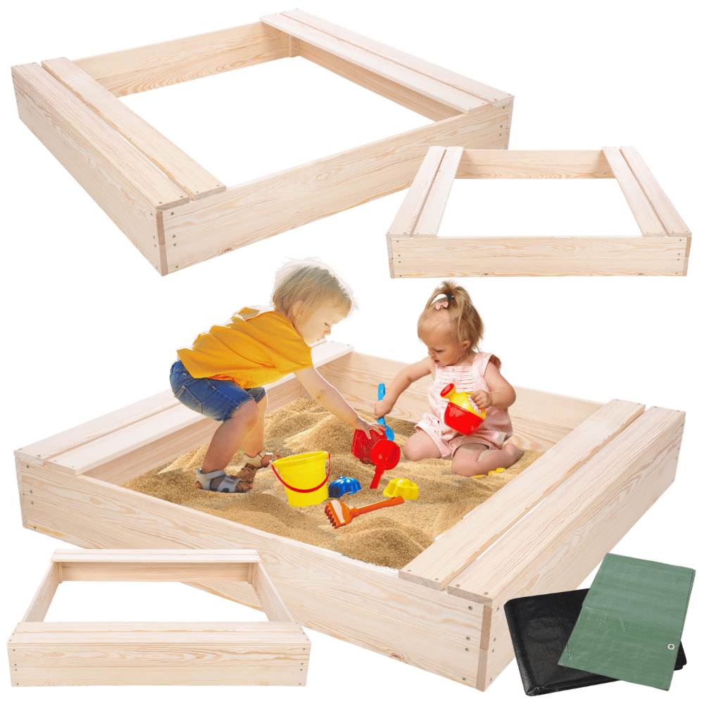 Piaskownica impregnowana 120x120 z ławeczkami AGRO PLANDEKA eko drewno