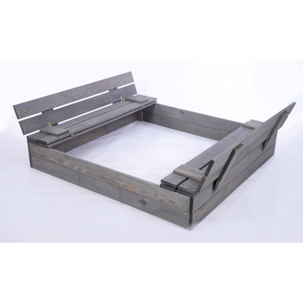 Piaskownica Z POKRYWĄ 120x120 z ławeczkami AGRO PLANDEKA IMPREGNOWANA EKO