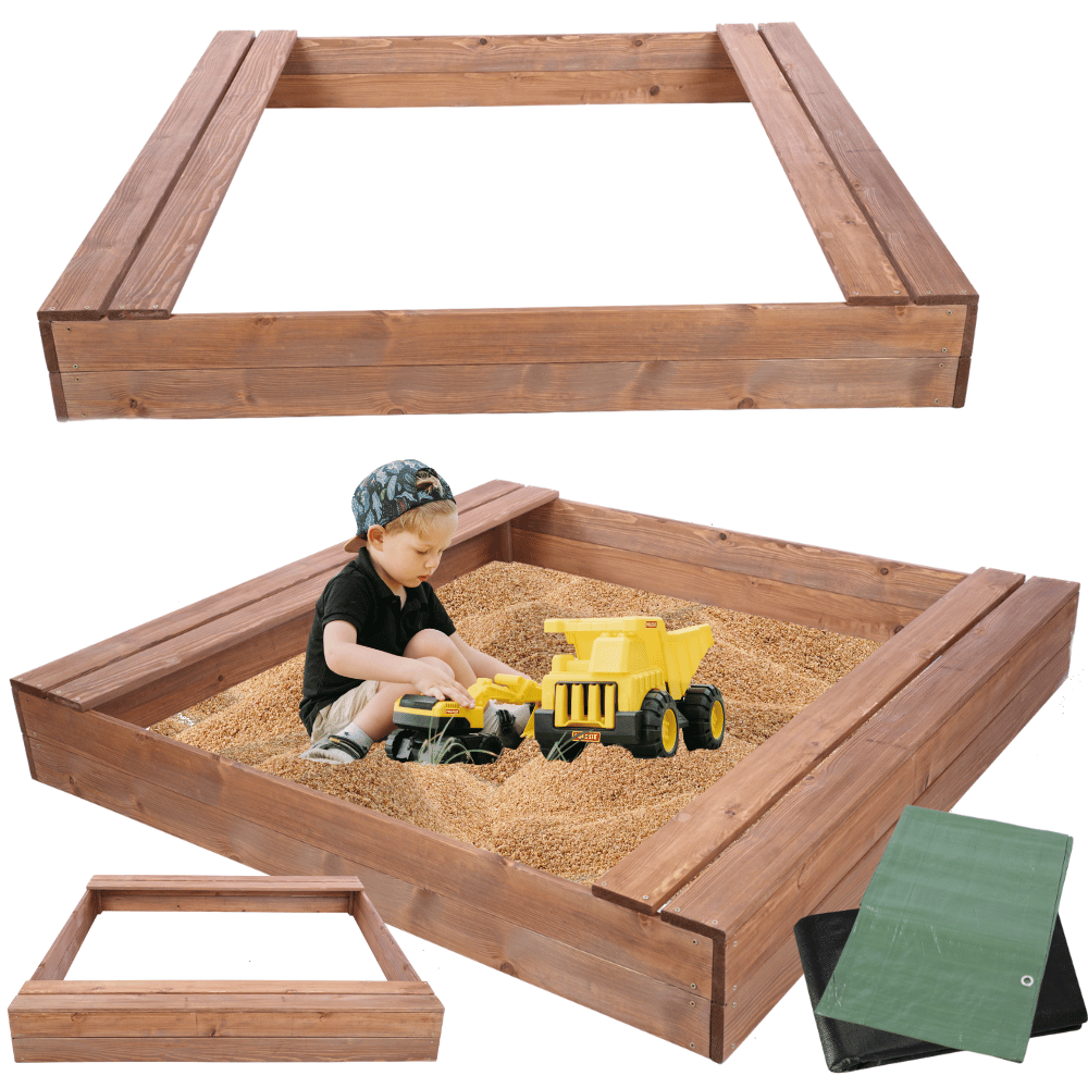 Piaskownica impregnowana 140x140 z ławeczkami AGRO PLANDEKA eko drewno