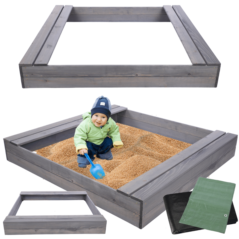 Piaskownica impregnowana 140x140 z ławeczkami AGRO PLANDEKA eko drewno