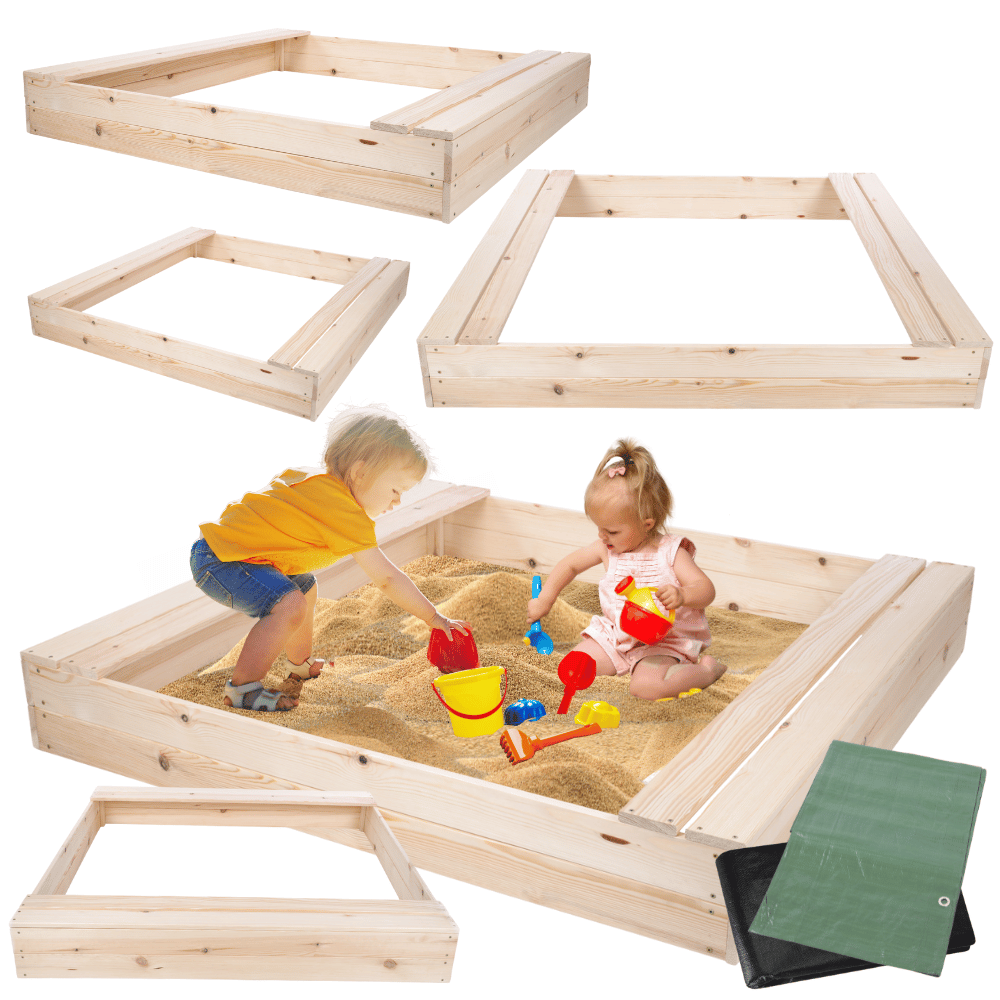 Piaskownica impregnowana 140x140 z ławeczkami AGRO PLANDEKA eko drewno