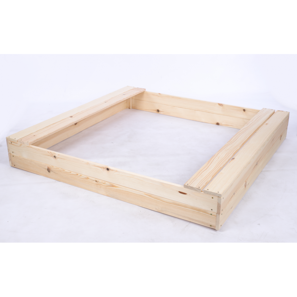 Piaskownica drewniana 140x140 z ławeczkami AGRO PLANDEKA eko drewno