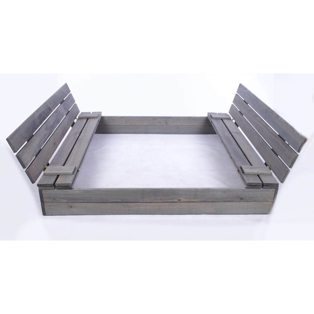 Piaskownica impregnowana 140x140 z ławeczkami AGRO PLANDEKA pokrywa oparcie