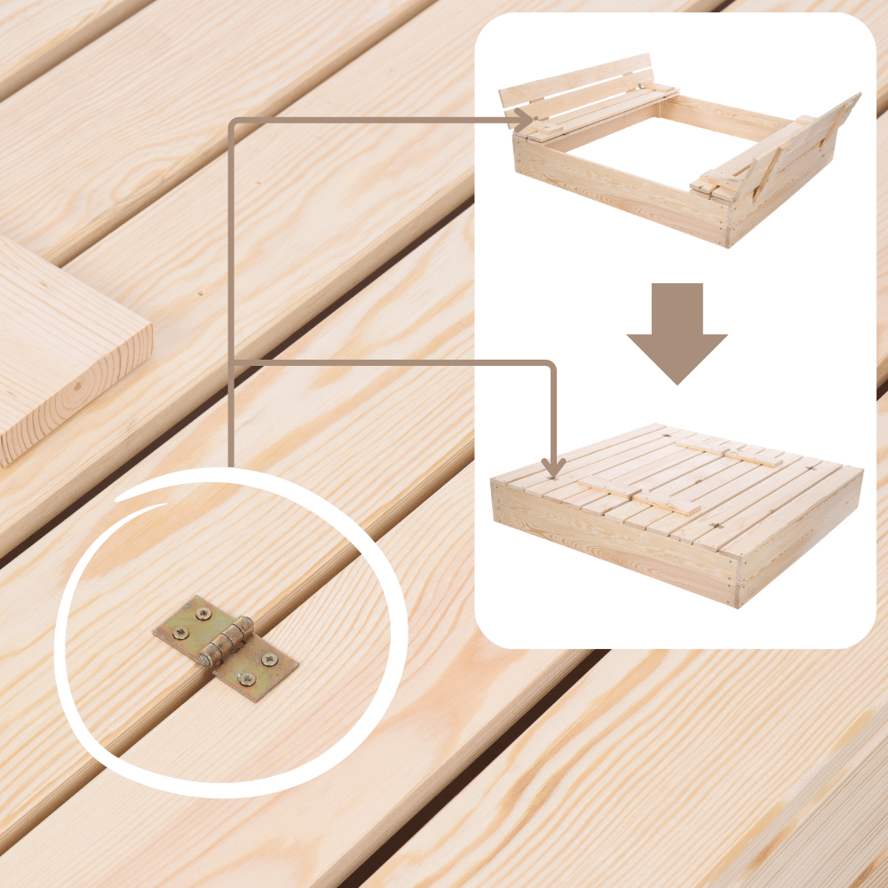 Piaskownica drewniana 140x140 z ławeczkami AGRO PLANDEKA pokrywa oparcie