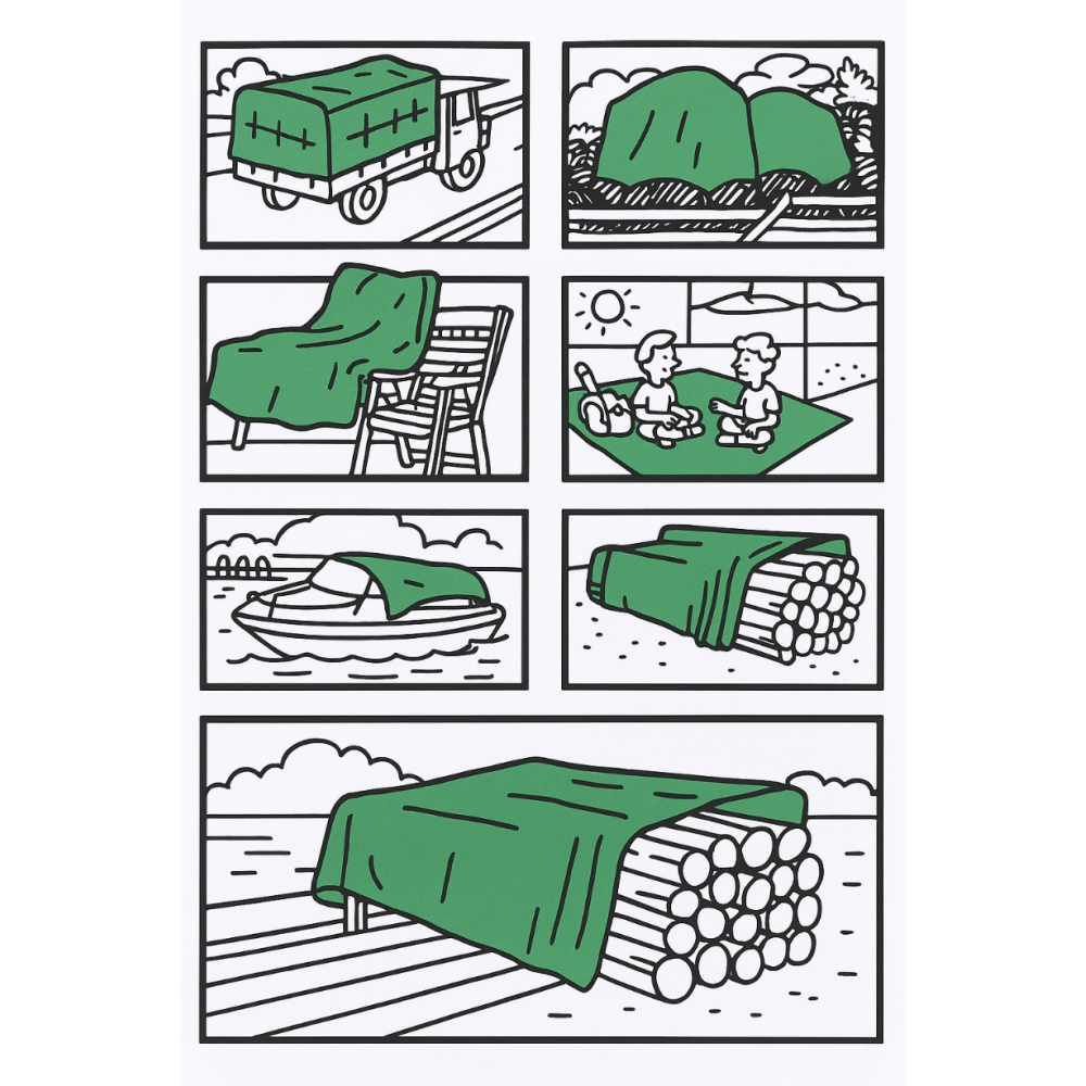 Plandeka wodoodporna MOCNA PE z oczkami 2x2m WZMACNIANA GRUBA okryciowa UV