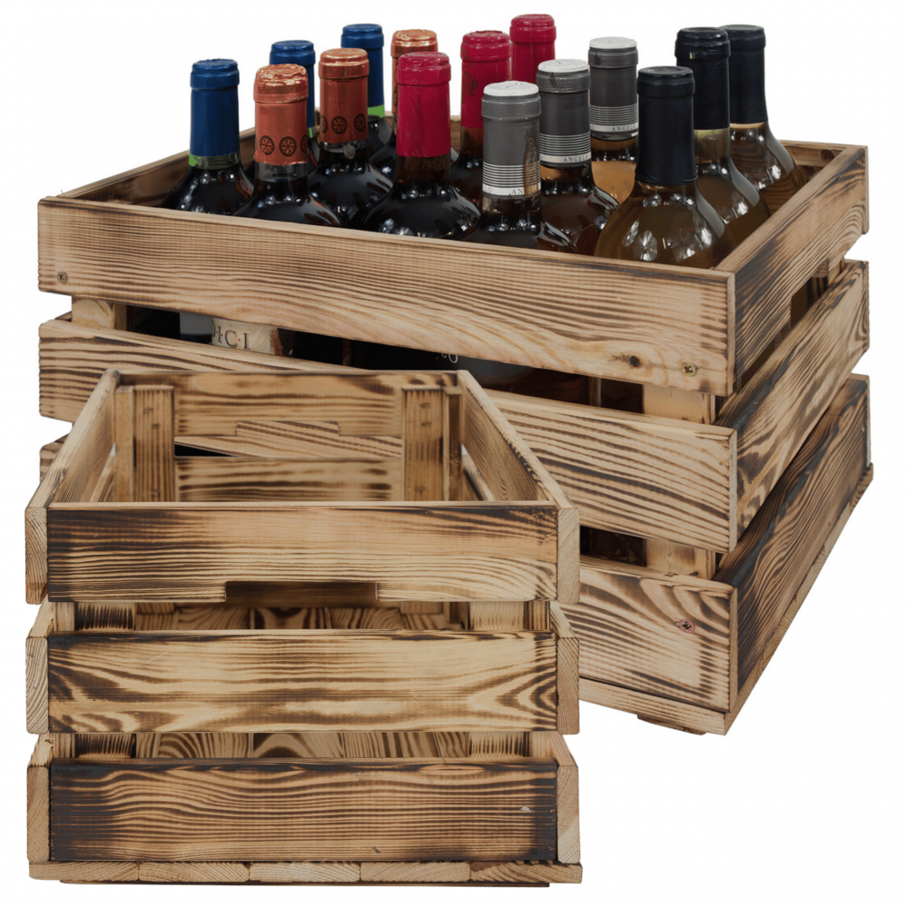 Drewniana skrzynka na owoce warzywa skrzyneczka 40x30 cm z rączkami SOSNOWA