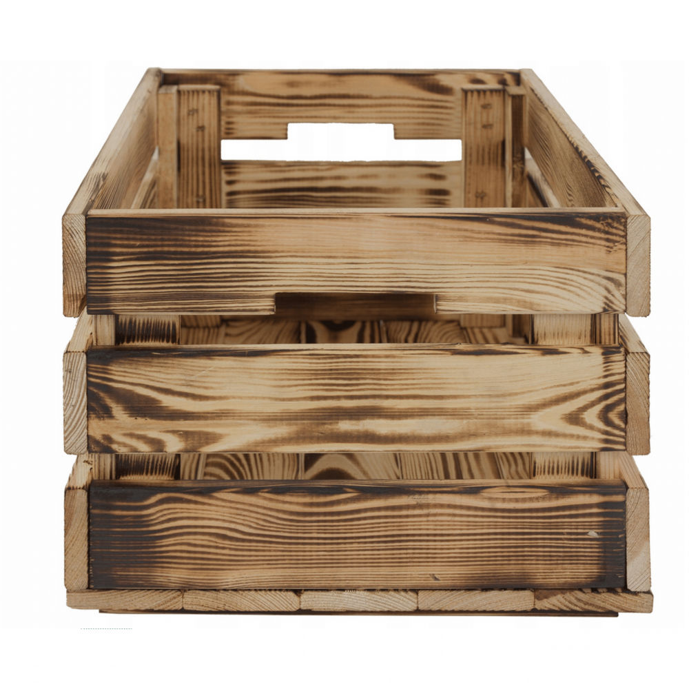 Drewniana skrzynka na owoce warzywa skrzyneczka 40x30 cm z rączkami SOSNOWA