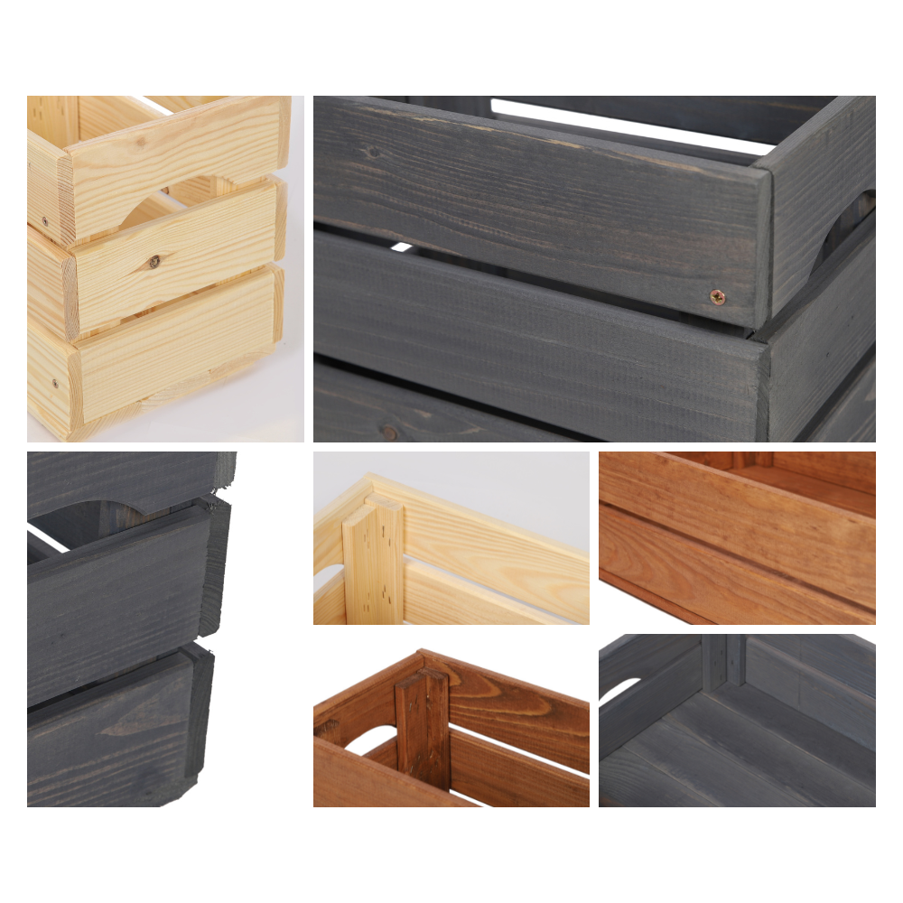 Drewniana skrzynka na owoce warzywa skrzyneczka 40x30 cm z rączkami SOSNOWA