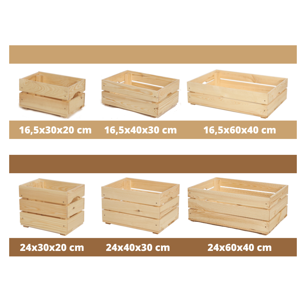 Drewniana skrzynka na owoce warzywa skrzyneczka 40x30 cm z rączkami SOSNOWA