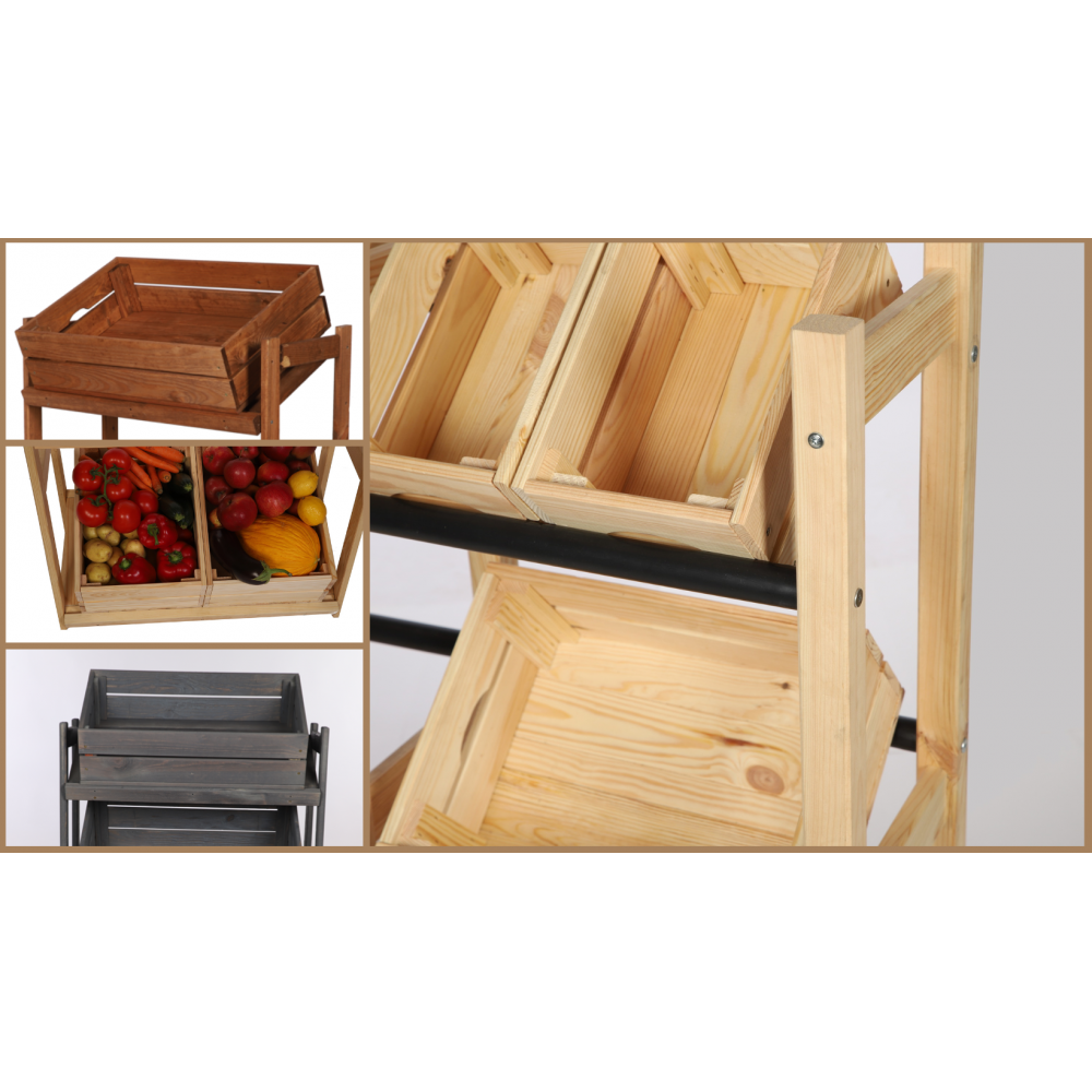 Drewniana skrzynka na owoce warzywa skrzyneczka 40x30 cm z rączkami SOSNOWA