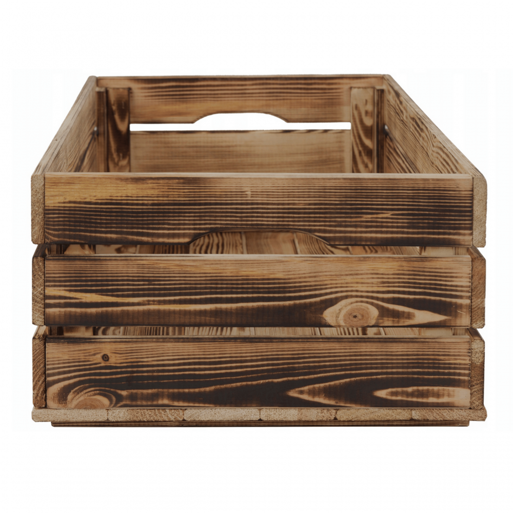 Drewniana skrzynka na owoce warzywa pudełko 60x40 z rączkami TRWAŁA DUŻA